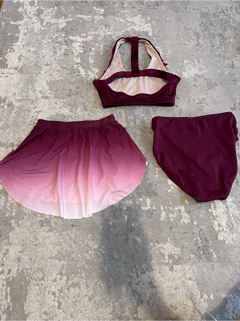Balera Embellished Ombre Dance Set - Burgundy Pink